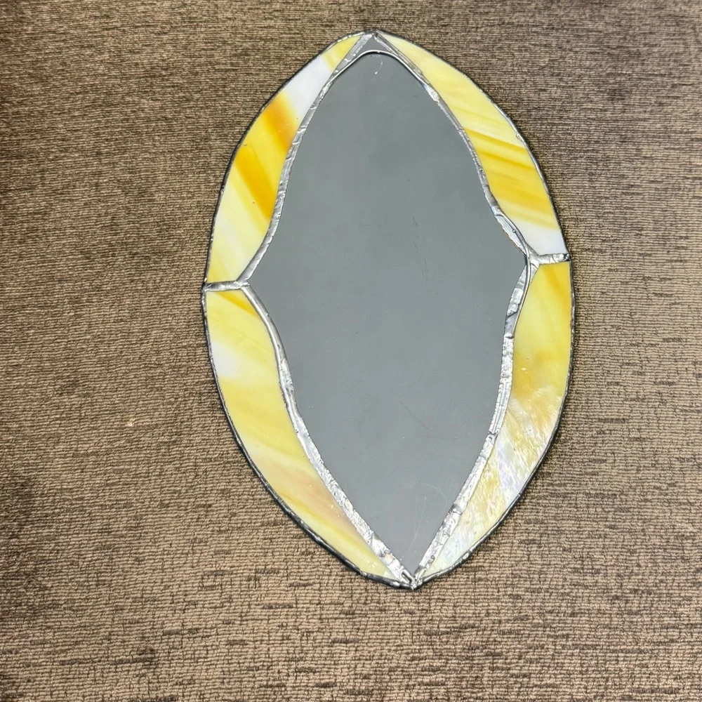 Vintage Yellow Stained Glass Accent Wall Mirror